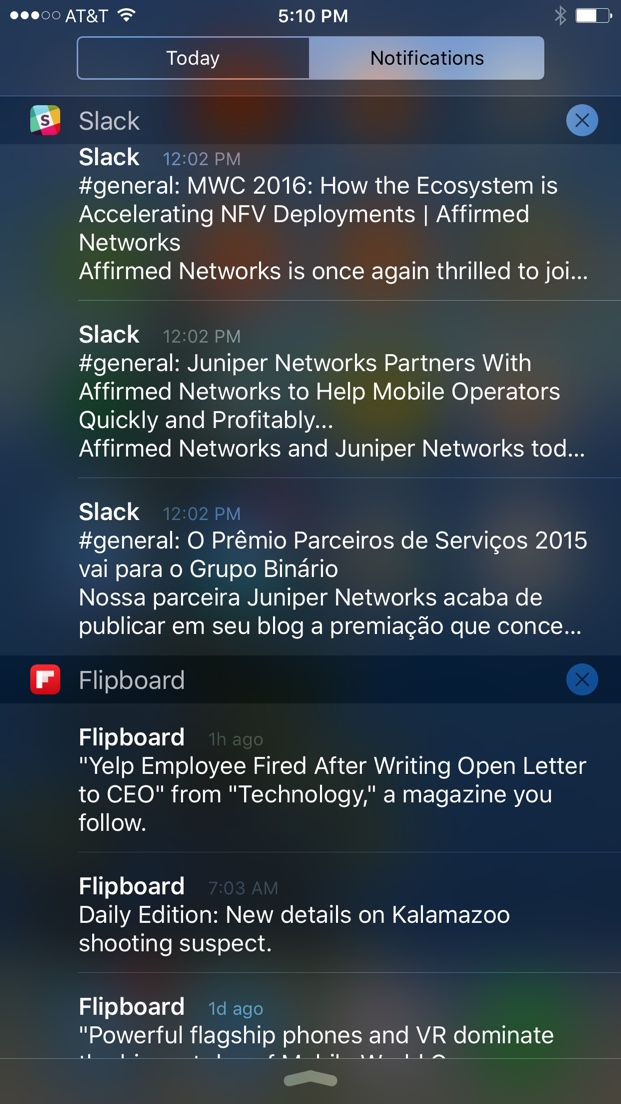 Mobile Not with Slack and Flipboard